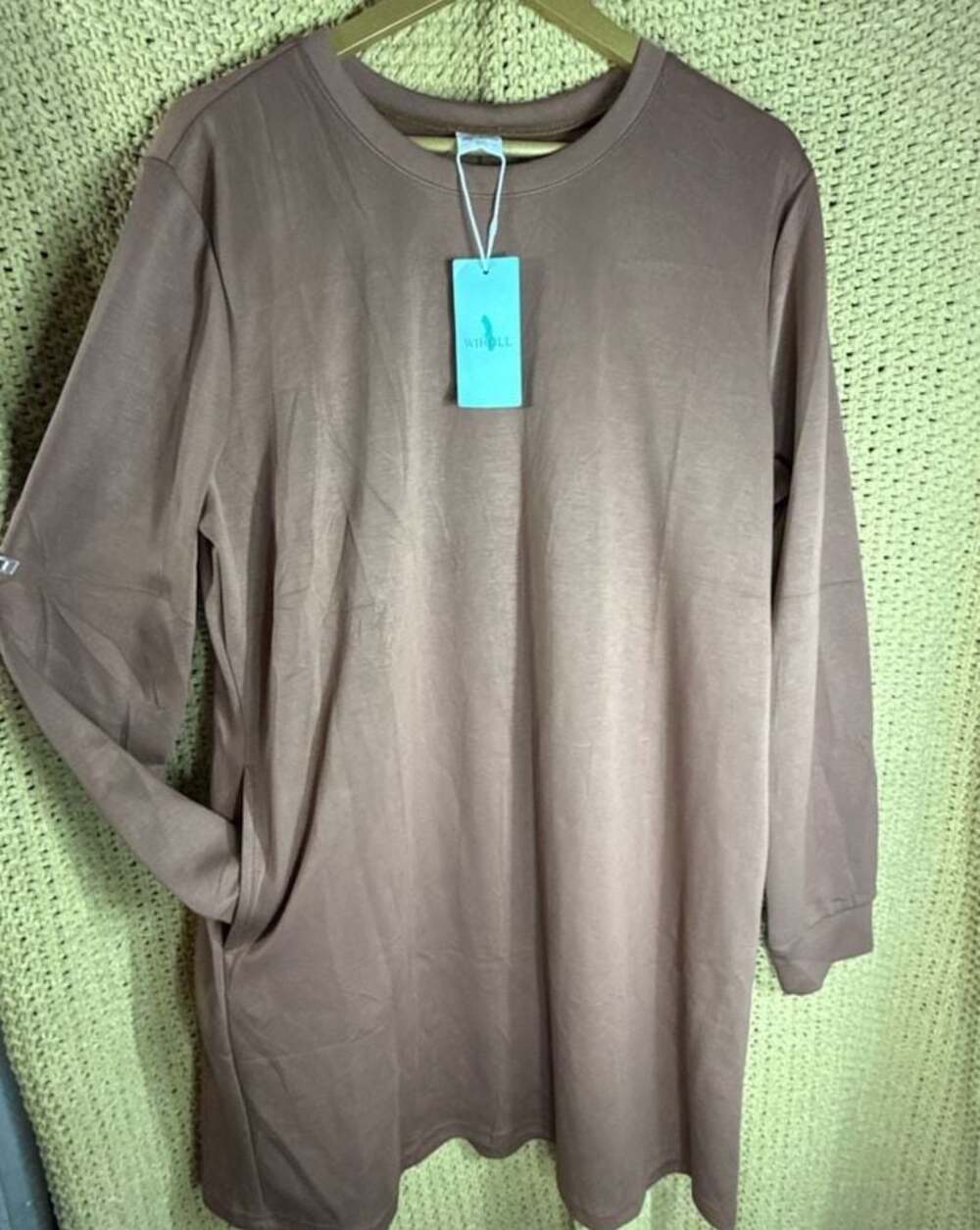 WIHOLL Long Sleeve Tunic Top Brown Size xxl
